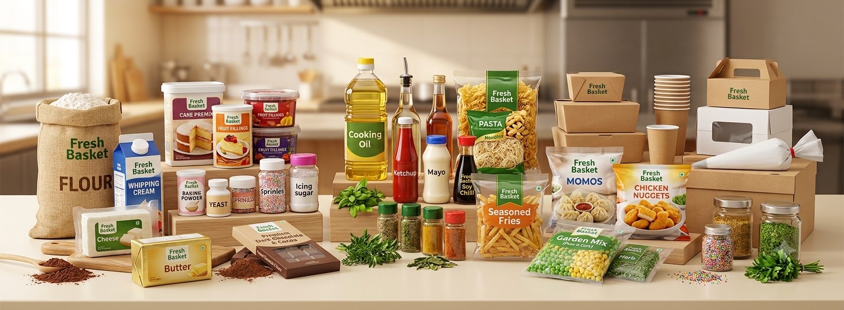 Frozen foods, bakery ingredients and restaurant supplies