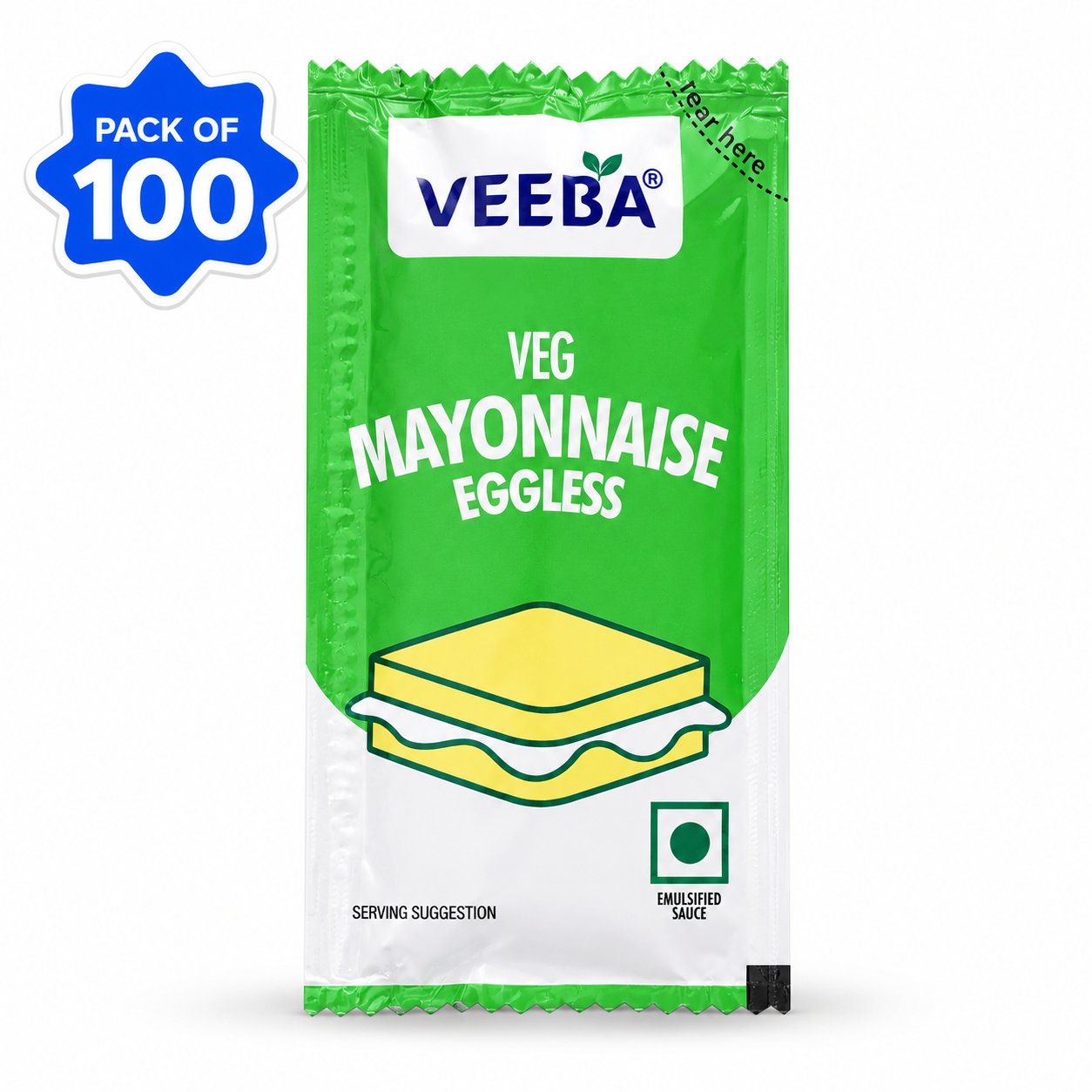 Veeba - Eggless Mayonnaise Sachet, 10 gm (Pack of 100)